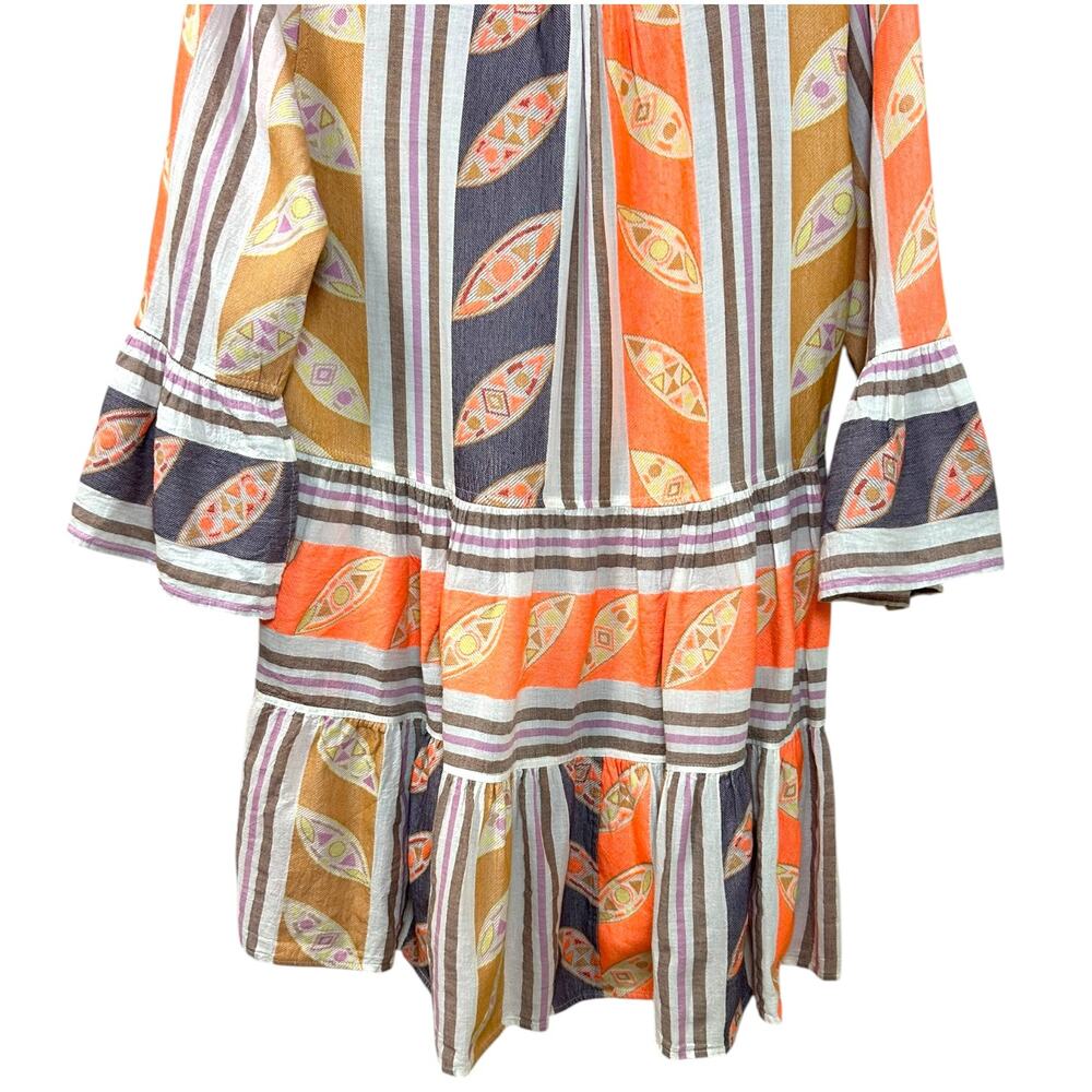 Devotion Twins NWT 'Hermosa' Tunic Mini Dress, Boho, Pattern Orange Lilac, Small - Picture 10 of 12
